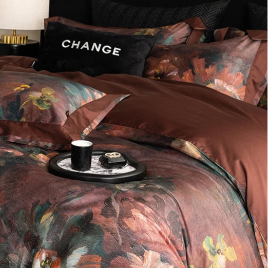 Vintage Floral 1000TC Egyptian Cotton Bedding Set - Brown