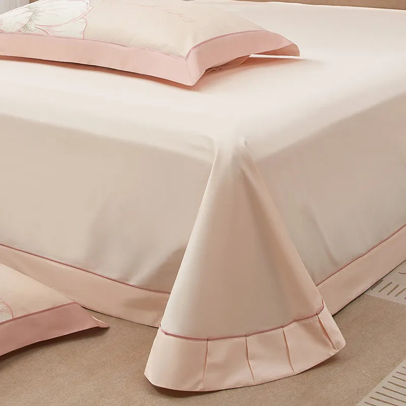 600TC Egyptian Cotton Embroidered Patchwork Bedding Set - Pink