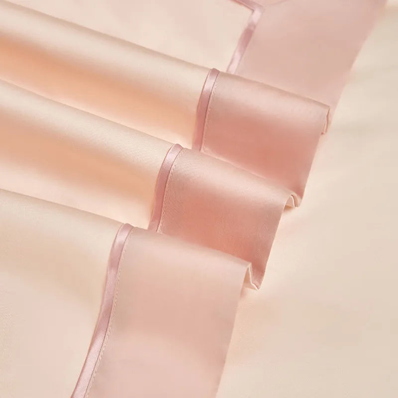 600TC Egyptian Cotton Embroidered Patchwork Bedding Set - Pink