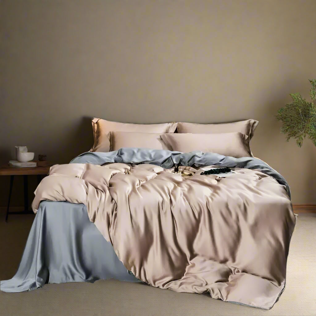 Solid Color 100% Bamboo Fiber Bedding Set - Beige
