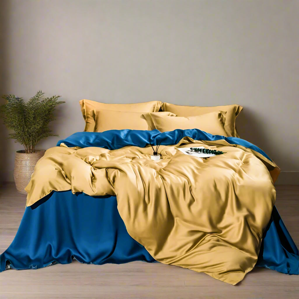 Solid Color 100% Bamboo Fiber Bedding Set - Gold