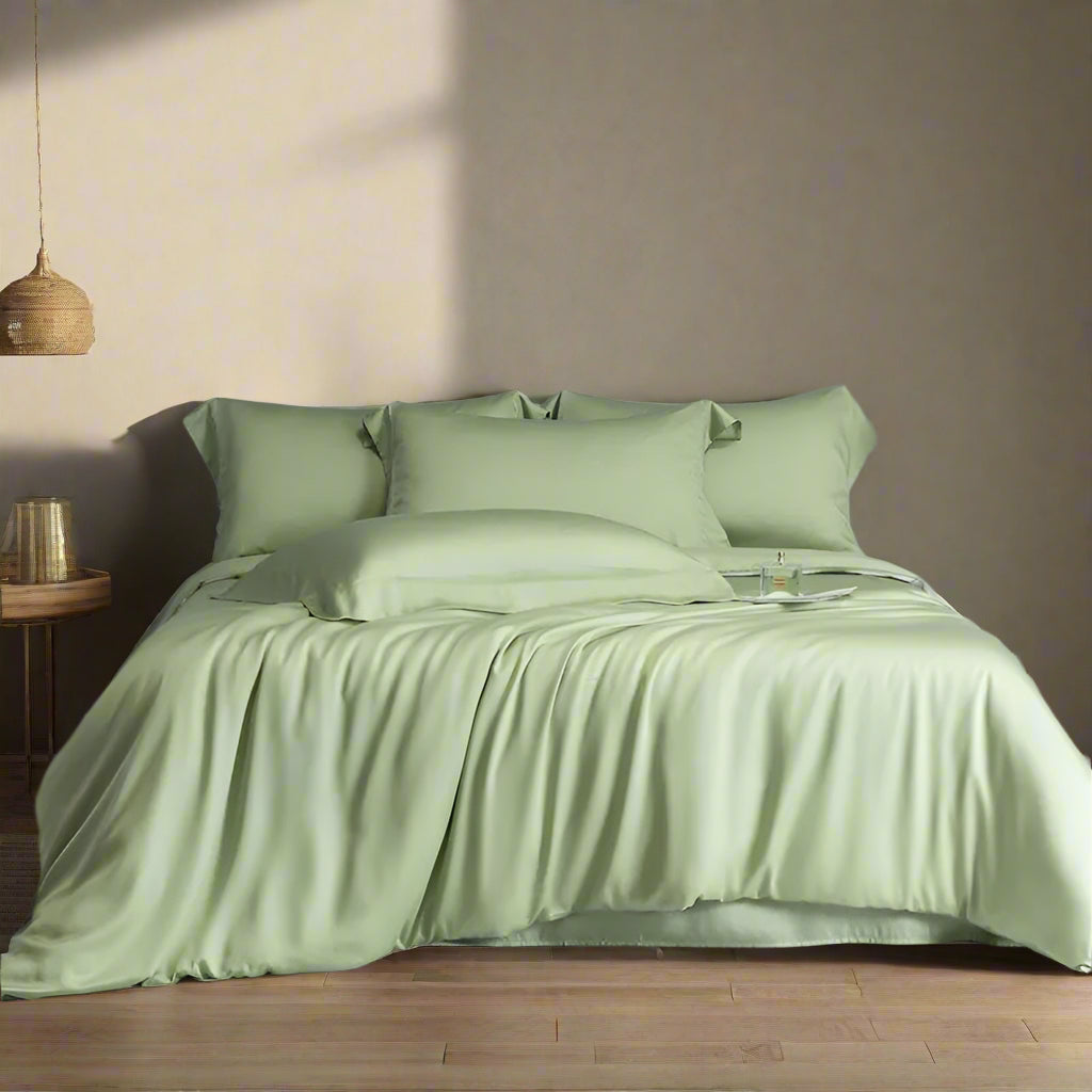 Solid Color 600TC Eucalyptus Lyocell Bedding Set - Green