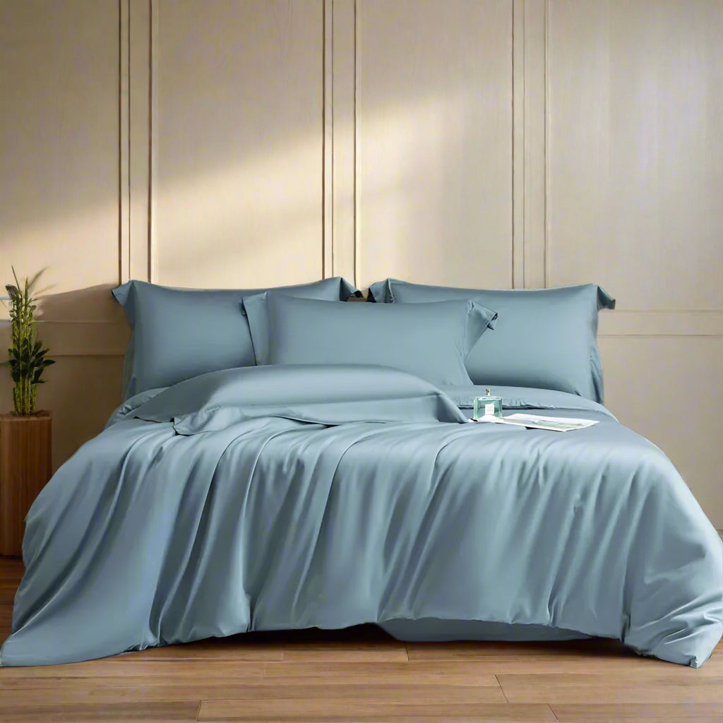 Solid Color 600TC Eucalyptus Lyocell Bedding Set - Ocean Blue