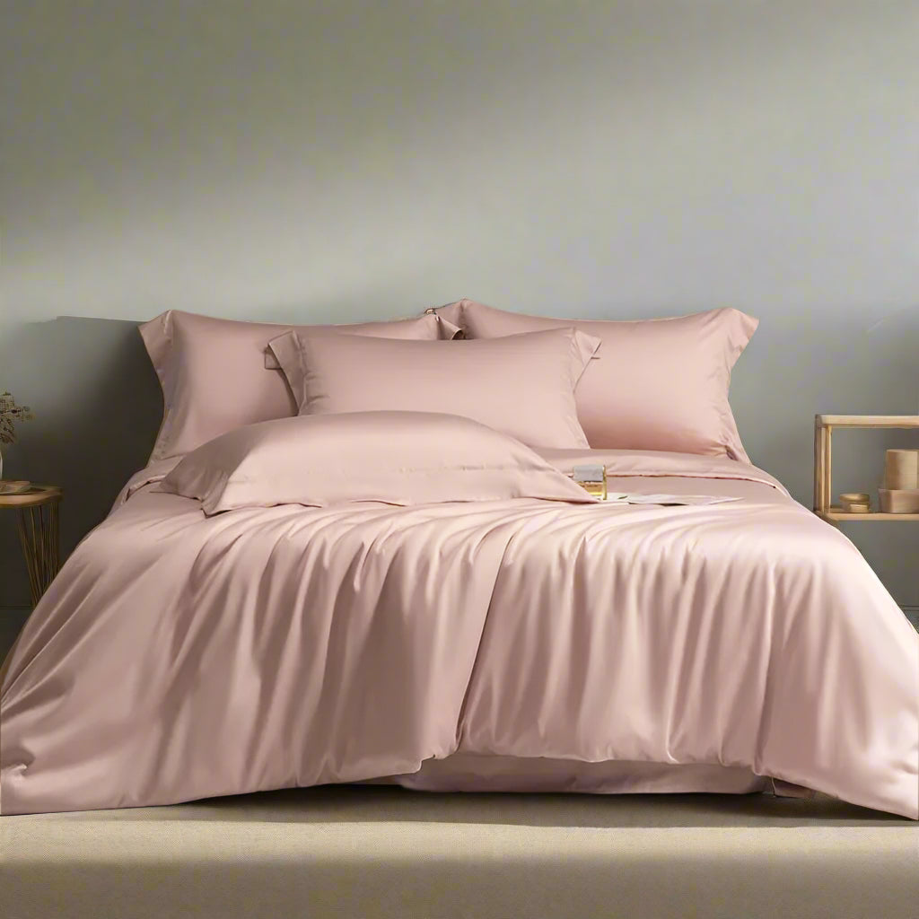 Solid Color 600TC Eucalyptus Lyocell Bedding Set - Pink