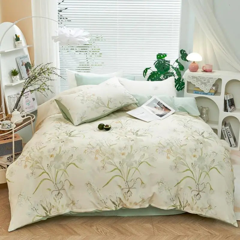  Ultra Soft Cotton-Rich Floral Printed Luxury Bedding Set