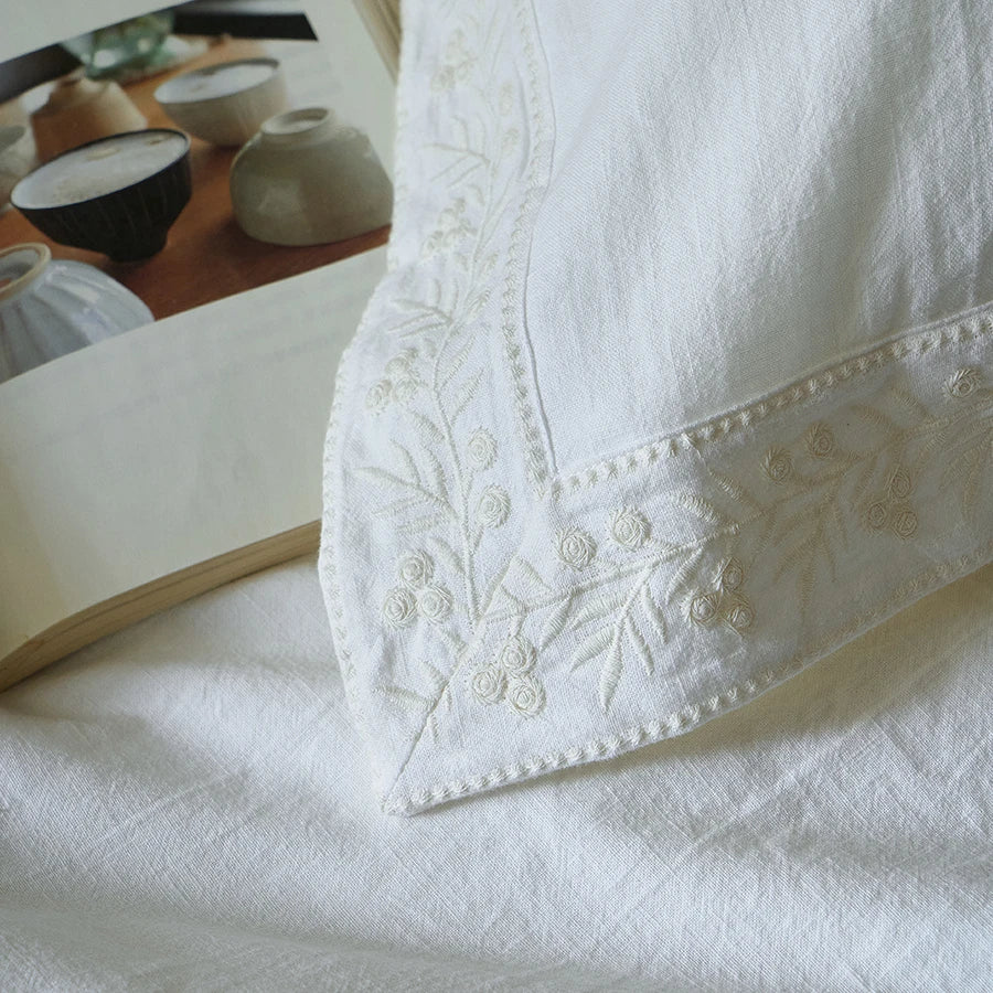 White embroidered bedding set