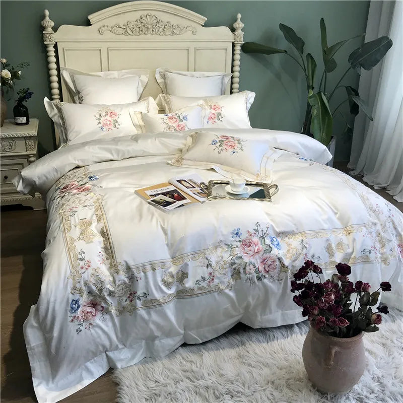 affordable luxury bedding 800TC Egyptian Cotton Luxury Embroidered Bedsheet