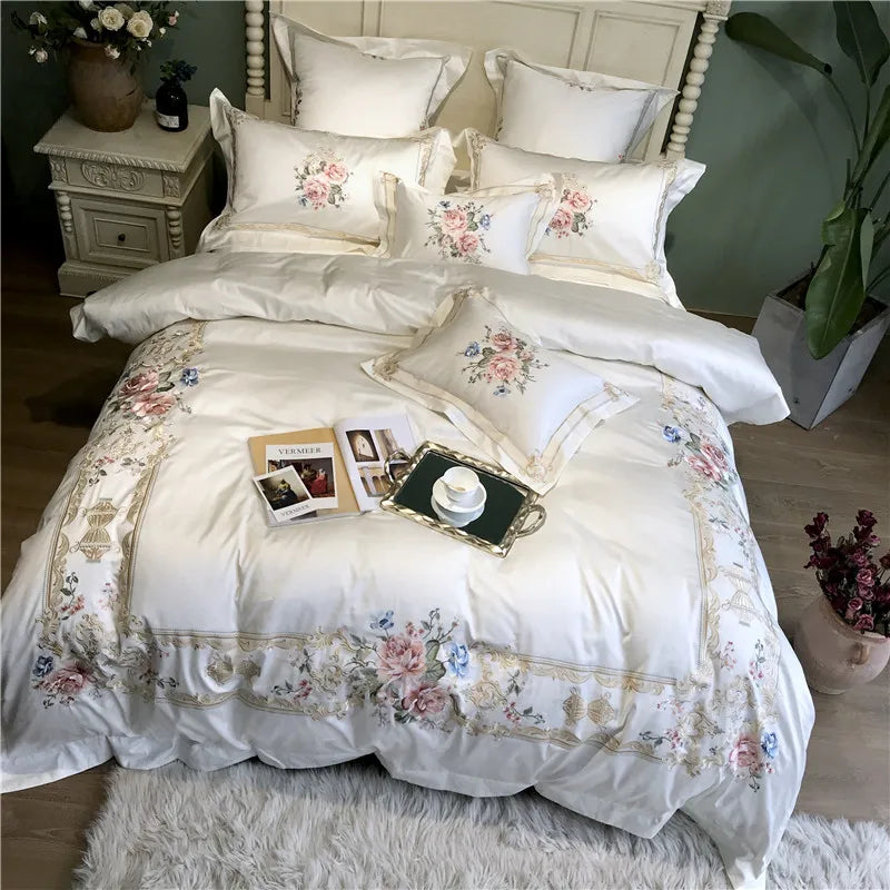 designer bedding 800TC Egyptian Cotton Luxury Embroidered Bedsheet