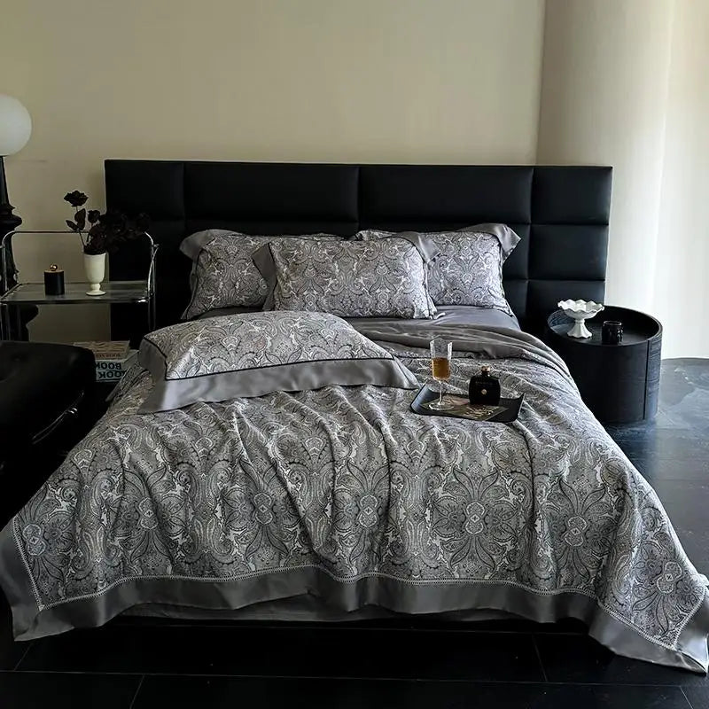 luxury  Breathable & Soft 600TC Eucalyptus Lyocell Bedding Set - Dark Gray