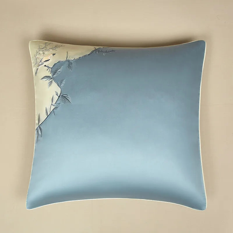 luxury Egyptian Cotton Embroidered Patchwork Bedding Set - Beige