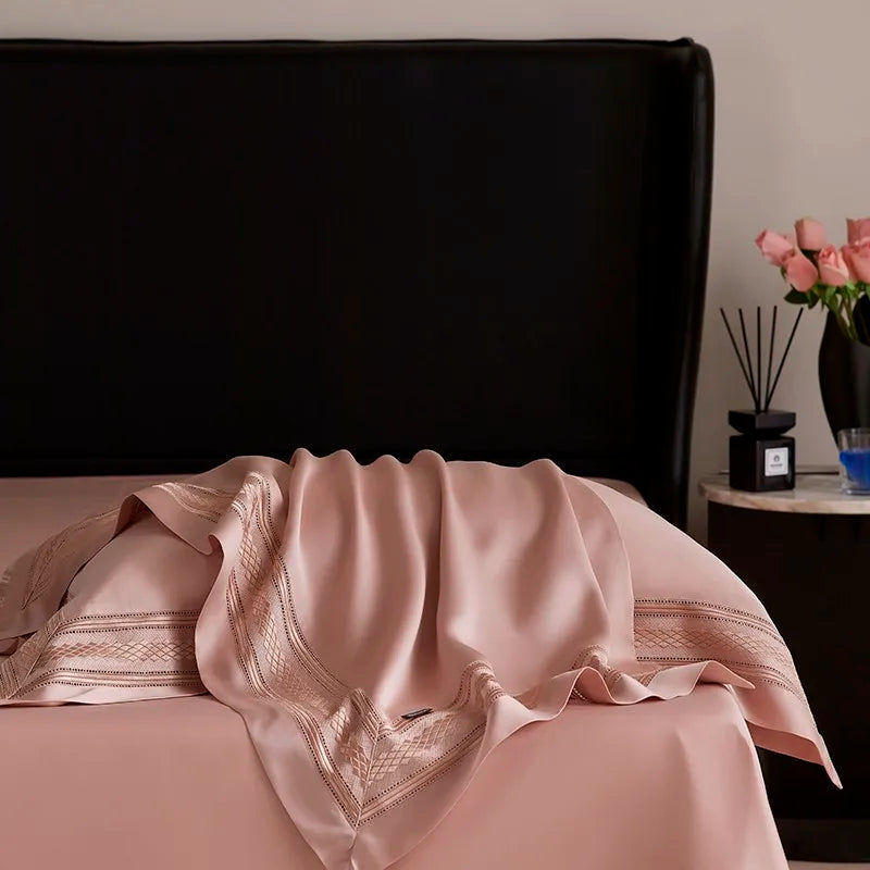 luxury Eucalyptus Lyocell Cooling Bamboo Fiber Bedding Set - Pink