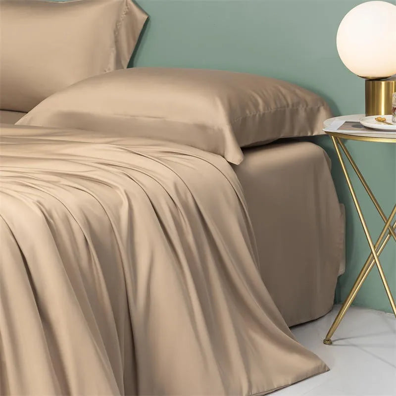 luxury Solid Color 600TC Eucalyptus Lyocell Bedding Set - Brown