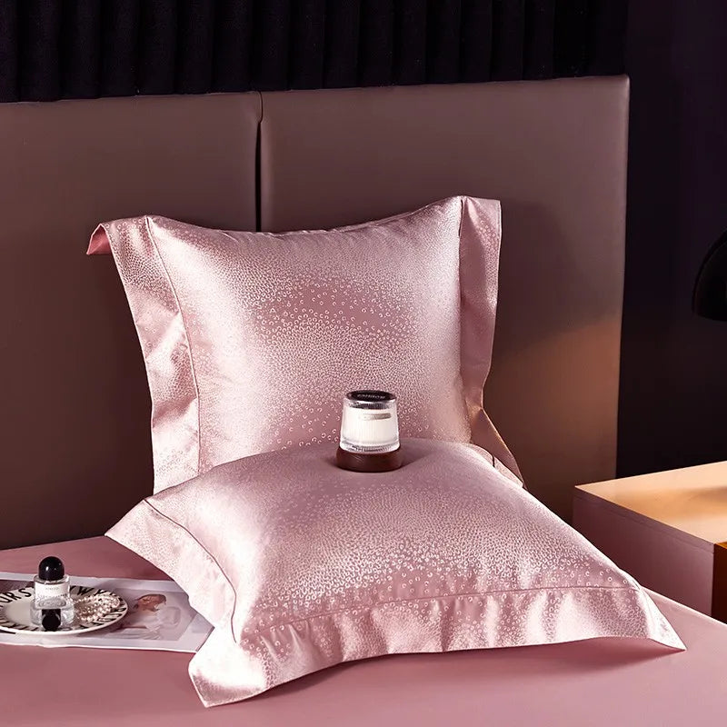 luxury bed sets  Egyptian Cotton Satin Jacquard Bedding Set - Pink