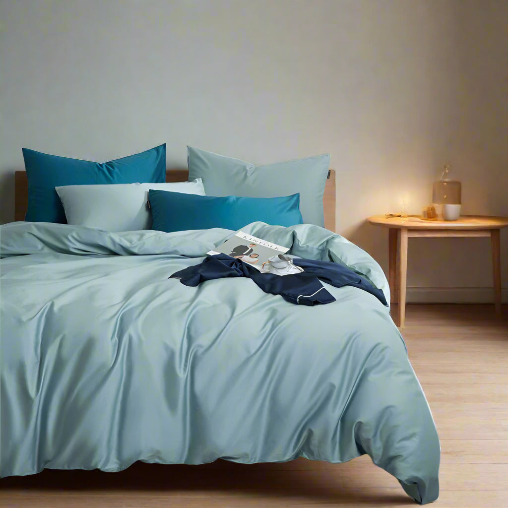 luxury bed sets Silky Soft Pure Egyptian Cotton Bedding Set - Ice Blue