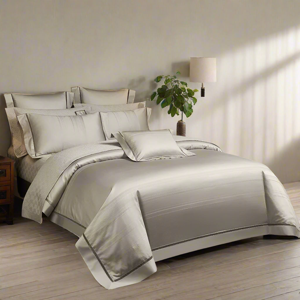 luxury bed sheets Egyptian Cotton Jacquard Wave Bedding Set - Gray