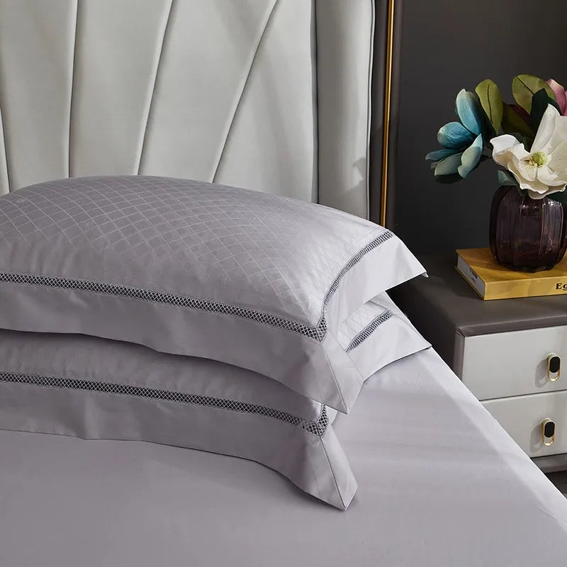 luxury bed sheets Egyptian Cotton Jacquard Wave Bedding Set - Grey