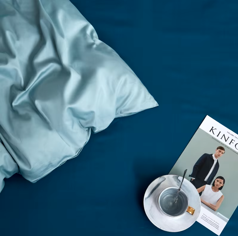 luxury bed sheets Silky Soft Pure Egyptian Cotton Bedding Set - Ice Blue