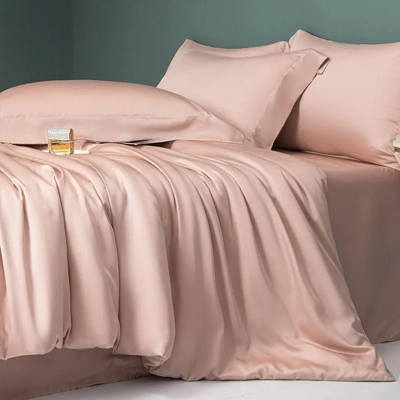 luxury bed sheets Solid Color 600TC Eucalyptus Lyocell Bedding Set - Pink
