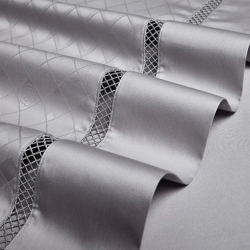 luxury bedding Egyptian Cotton Jacquard Wave Bedding Set - Grey