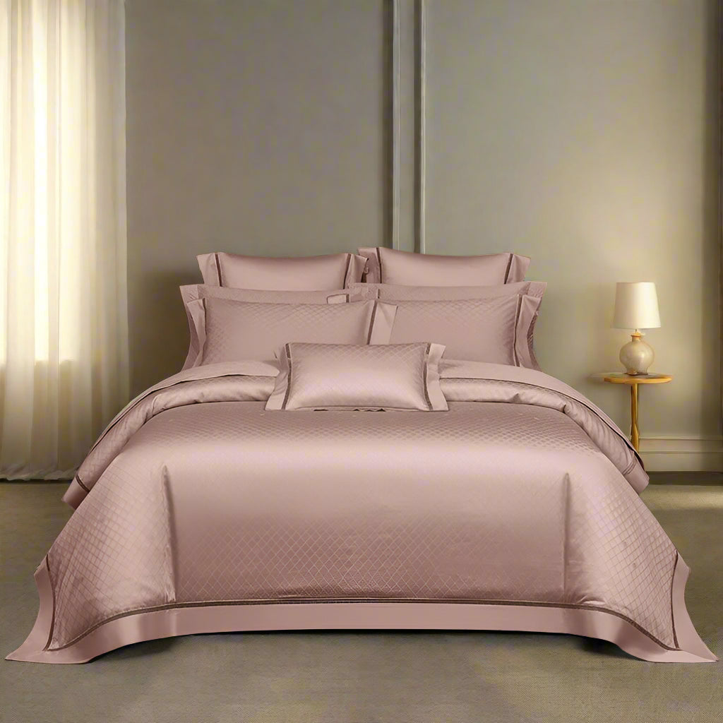 luxury bedding Egyptian Cotton Jacquard Wave Bedding Set - Pink