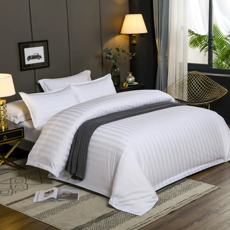 luxury bedding Premium 600TC Hotel White Cotton Bed Sheet Set