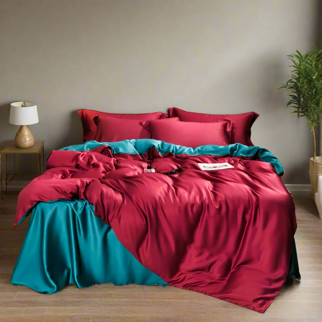 luxury bedding Solid Color 100% Bamboo Fiber Bedding Set - Cherry