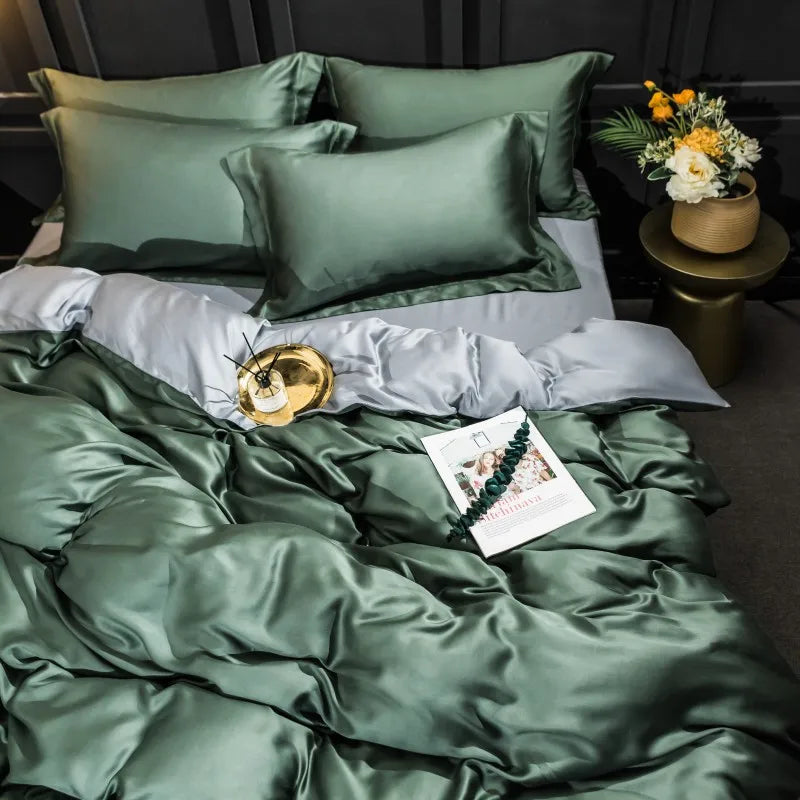 luxury bedding Solid Color 100% Bamboo Fiber Bedding Set - Olive