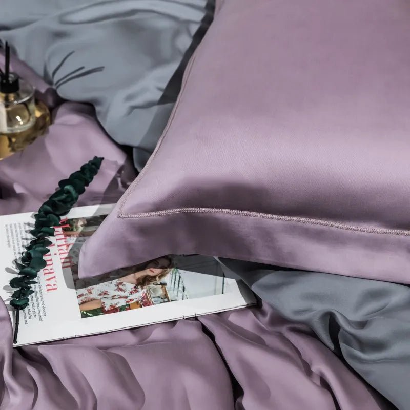 luxury bedding  Solid Color 100% Bamboo Fiber Bedding Set - Purple