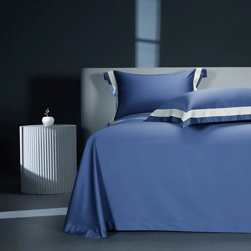 luxury linens Egyptian Cotton 4PCS Bedding Set - Blue
