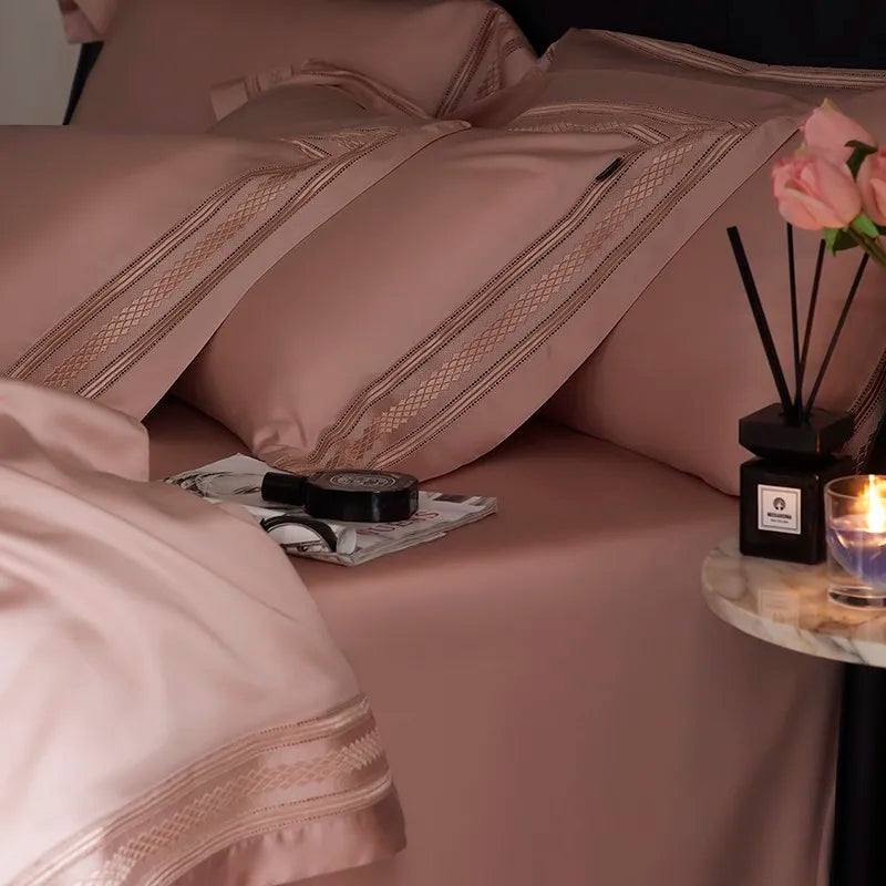 luxury linens Eucalyptus Lyocell Cooling Bamboo Fiber Bedding Set - Pink