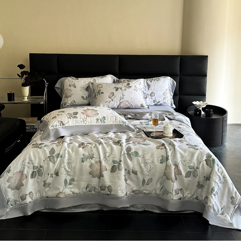 luxury sheets Breathable & Soft 600TC Eucalyptus Lyocell Bedding Set - Gray