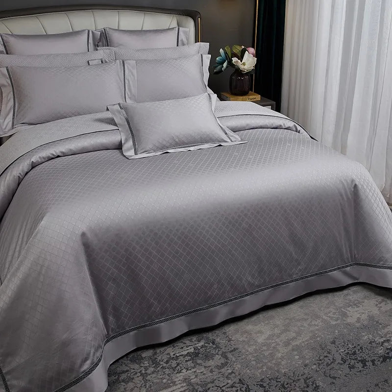 luxury sheets Egyptian Cotton Jacquard Wave Bedding Set - Grey