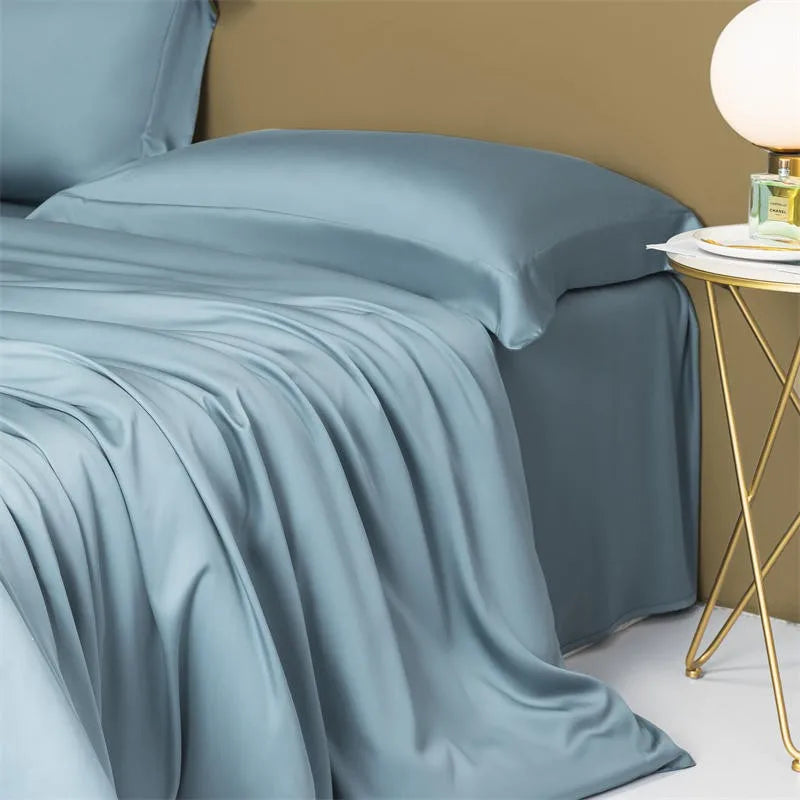 luxury sheets Solid Color 600TC Eucalyptus Lyocell Bedding Set - Ocean Blue