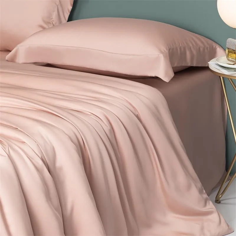 luxury sheets Solid Color 600TC Eucalyptus Lyocell Bedding Set - Pink