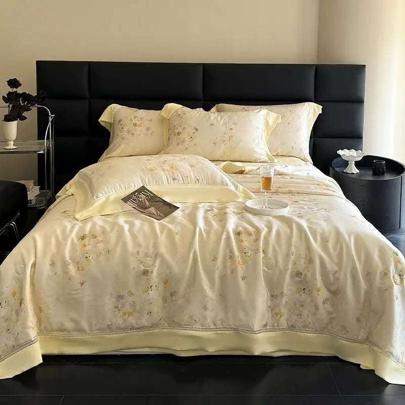 organic luxury bedding Eucalyptus Bamboo Cooling 4Pcs Bedding Set - Cream