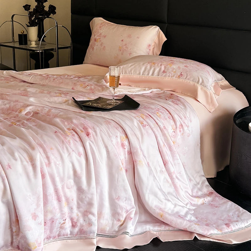 premium bed linen 600TC Eucalyptus Bamboo Cooling 4Pcs Bedding Set - Pink