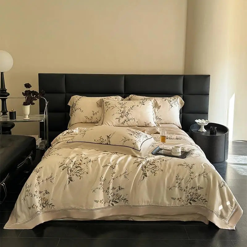 premium bed linen Breathable & Soft 600TC Eucalyptus Lyocell Bedding Set - Cream