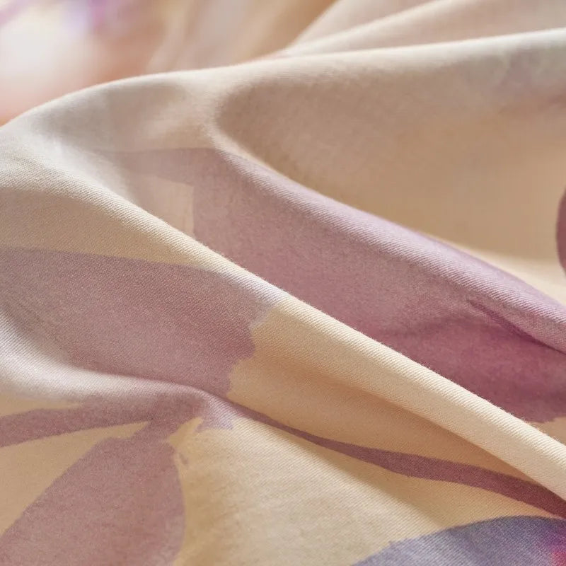 premium bed linen Ultra Soft 400TC Cotton Floral Printed Bedding Set - Peach