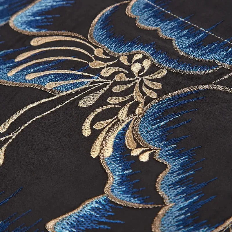 premium bed sheets Egyptian Cotton Embroidered Patchwork Bedding Set - Black