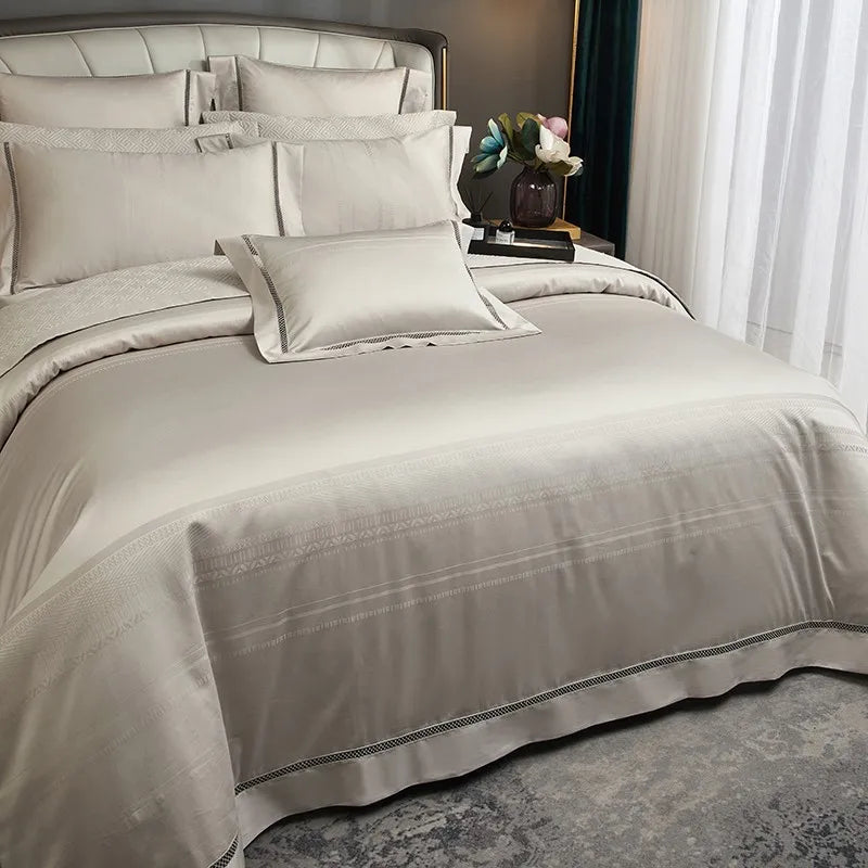 premium bed sheets Egyptian Cotton Jacquard Wave Bedding Set - Gray
