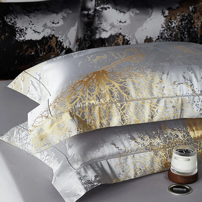 premium bed sheets Egyptian Cotton Satin Jacquard Bedding Set – Grey