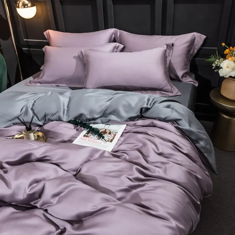 premium bed sheets  Solid Color 100% Bamboo Fiber Bedding Set - Purple