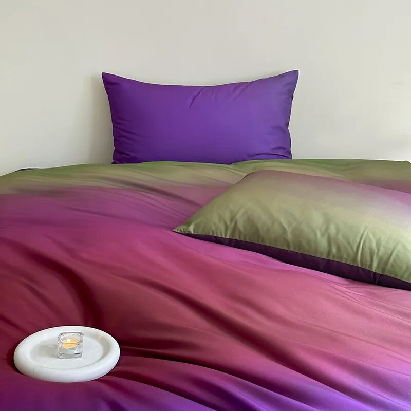 premium linen 500TC Gradient Purple Cotton Bedding Set