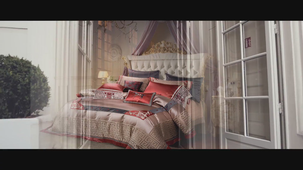  Jacquard Style Cotton Satin Bedding Set with Embroidery 