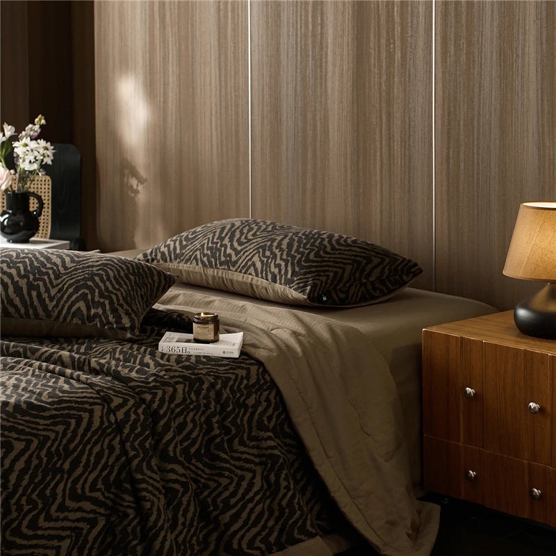 quilted brown zig zag stripe pattern blanket