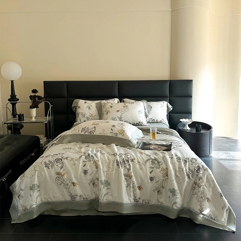 silk luxury bedding Breathable & Soft 600TC Eucalyptus Lyocell Bedding Set - White