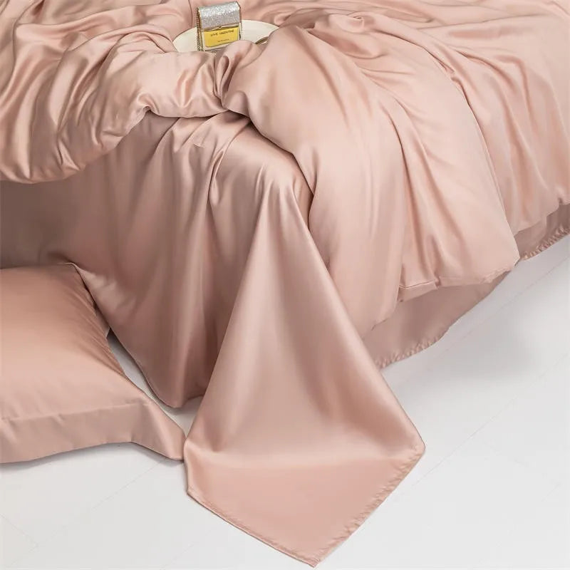 silk luxury bedding Solid Color 600TC Eucalyptus Lyocell Bedding Set - Pink