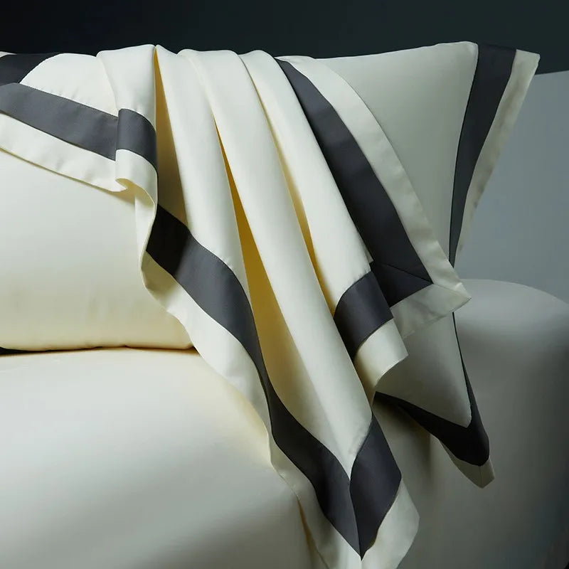 silk sheets Egyptian Cotton 4PCS Bedding Set - Cream