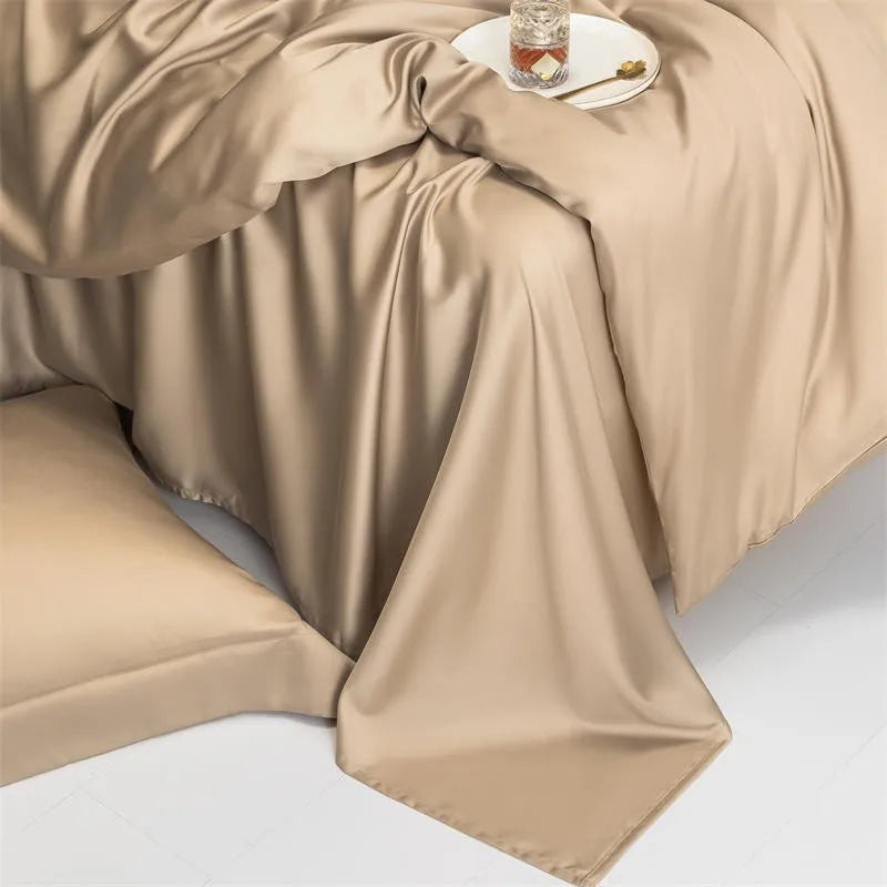 softest bed sheets Solid Color 600TC Eucalyptus Lyocell Bedding Set - Brown