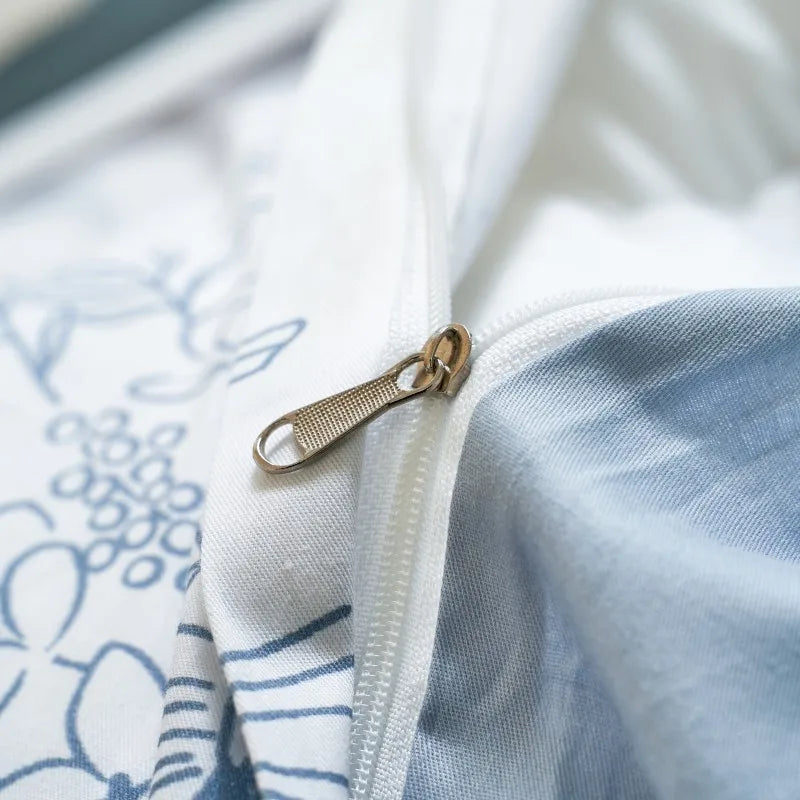 softest bed sheets Ultra Soft 400TC Cotton Floral Printed Bedding Set - Pastel Blue